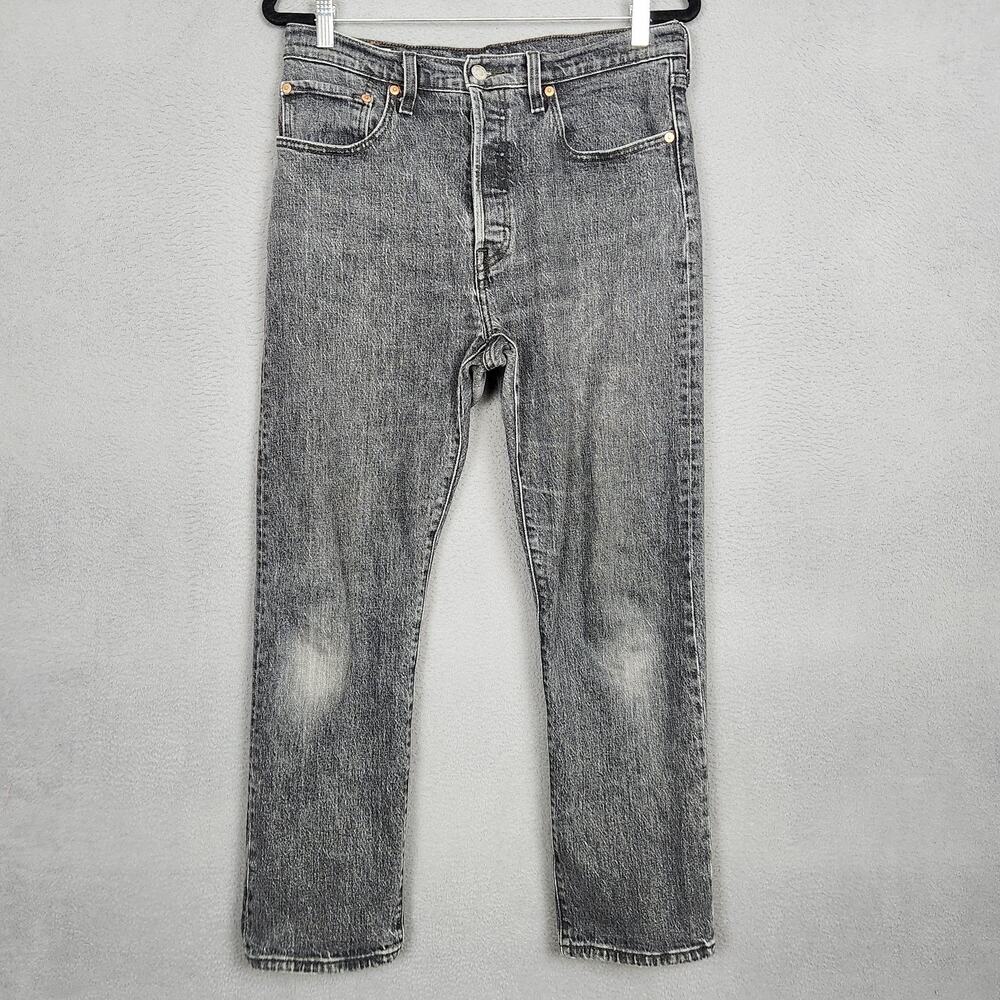 Levi's 501 Premium Jeans Mens 30x28 Gray Regular Fit Button Fly Stretch Denim